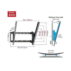 Soporte de Pared Barkan E310+ para Pantalla Curvo/Plano 19 - 65 - hasta 50Kg, Negro