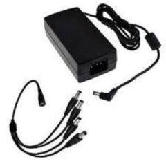 SAXXON PSU1204EPAQ2 - Paquete de Fuente de Poder Regulada de 12 Vcc 4.1 Amperes + Divisor para 4 Camaras/ Color Negro -