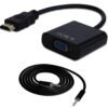 Convertidor HDMI a VGA - C/Audio 3.5, Negro, BROBOTIX 110964N