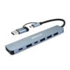 Hub Conector DUAL Tipo USB A C - V3.0, 7 en 1, /5 USB/2 TIPO C/ 6005446 BROBOTIX