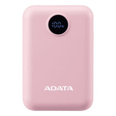 PowerBank ADATA C100 de 10 - 000 mAh. Carga simultánea de 2 dispositivos. Con indicador LED de carga. Color ROSA. PC10022-12PK