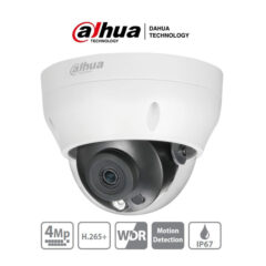 DAHUA IPC-HDPW1431R1-S4 - Camara IP Domo de 4 Megapixeles/ Lente de 2.8mm/ IR de 30 Mts/ H.265/ WDR Real/ IP67/ PoE/ 3D DNR/ HLC/ -