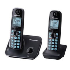 PANASONIC 2 Telefonos Inalambrico - Pantalla de 1.8, Ecualizador, Alarma, bloqueo de llamadas, Altavoz, negro