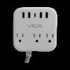 Centro de carga 7P VICA para protección contra sobretensiónes - 3 tomas con supresor de picos NEMA 5-15R, 4 puertos USB-A y 1 puerto USB-C